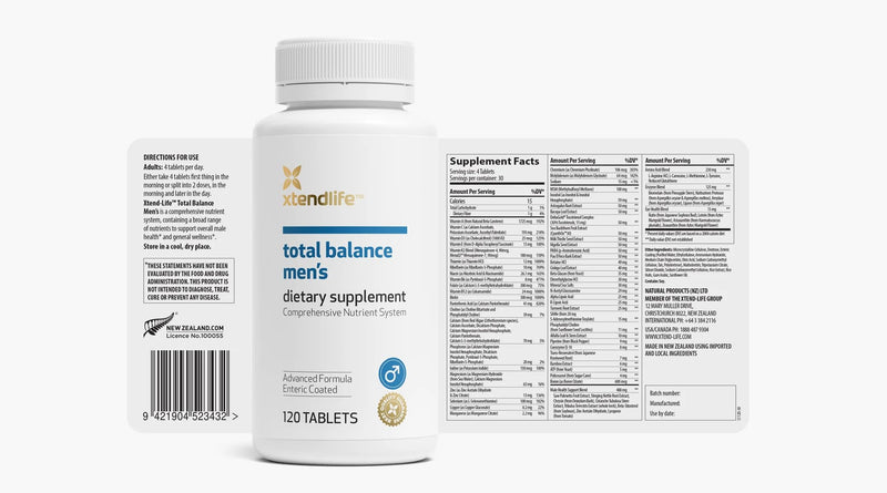 Xtendlife Total Balance Men’s Standard Daily Multivitamin, 30 Day Supply | 70+ Vitamins, Minerals & Herbs - High Potency Supplement for Energy, Immune, Heart, Brain & Digestive Support Men's Standard
