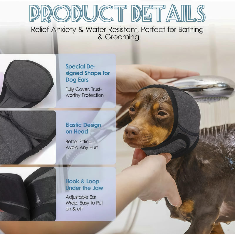 Adjustable Dog Ears Cover, Gentle Noise Protection and Keeps Ears Clean and Dry, Dog Ear Muffs for Baths, Grooming, Loud Events (S)