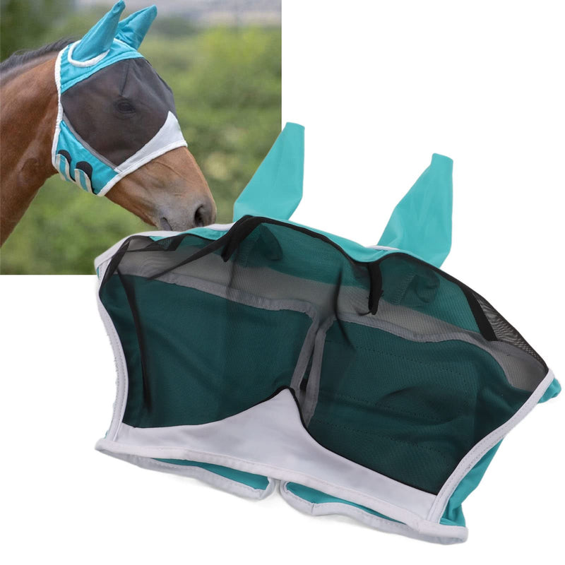 Mesh Horse Fly Mask, Leisure Sports, Amusement Facilities Elastic UV Protection Detachable Breathable Horse Fly Mask with Ears for Horses (S) S Blue Green - BeesActive Australia