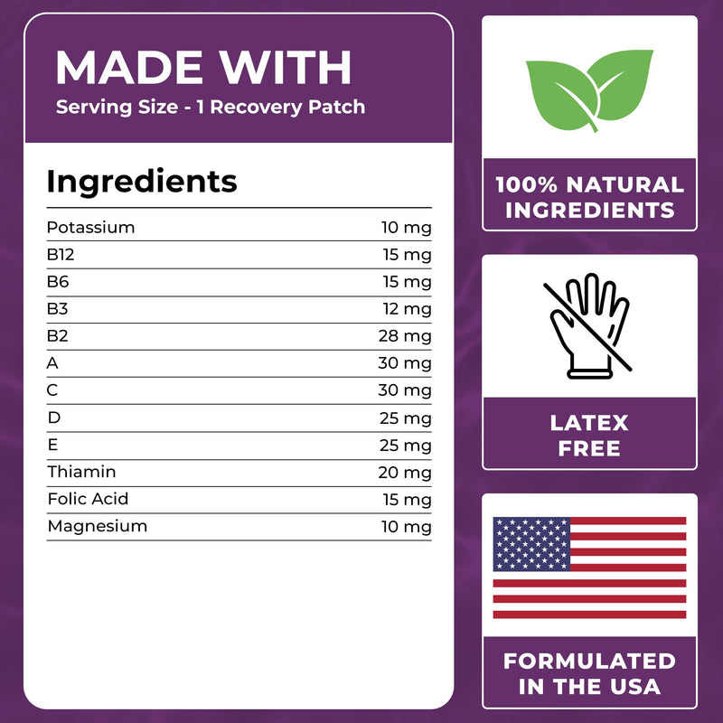 Recovery Patches 60 Pack - Wake Up Refreshed & Energized with Our 100% Natural Ingredients Patch for Party - Skin-Friendly & Waterproof - Apply Before Drinking - Enhanced Morning Formula 60 Patches