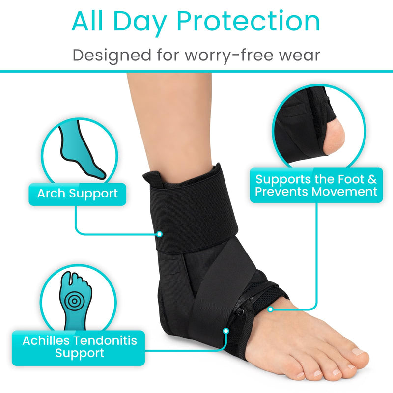 Vive Lace Up Ankle Brace for Women & Men - Compression Sleeve for Achilles Tendonitis, Sprains - Foot Support for Plantar Fasciitis - Adjustable Wrap (Large) Large - BeesActive Australia