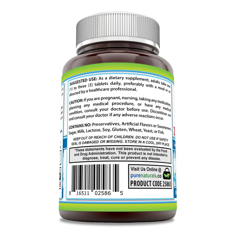 Pure Naturals Calcium Magnesium Zinc Vitamin D3 Supplement | Calcium 1000mg, Magnesium 400mg, Zinc 25mg, Vitamin D3 600 IU | Non-GMO | Gluten Free (150 Tablets) 150 Tablets