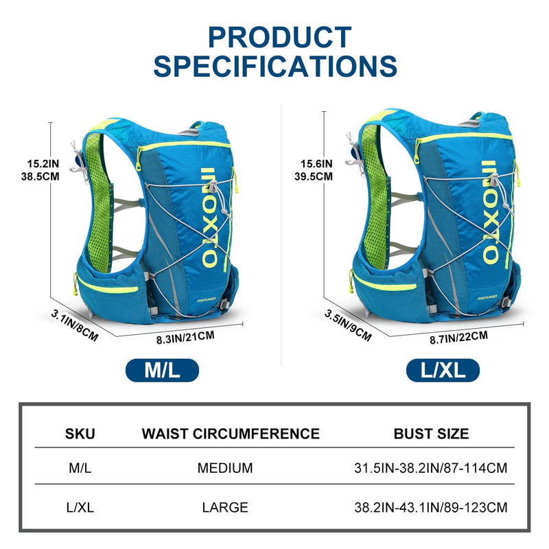 INOXTO Hydration Vest Backpack,Lightweight Water Running Vest Pack with 1.5L Water Bladder Bag Daypack for Hiking Trail Running Cycling Race Marathon for Women Men Blue（M-L）