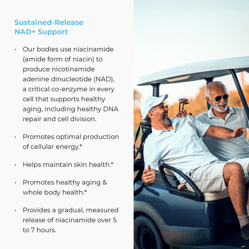 ENDUR-AMIDE - SR (Sustained Release) Niacinamide 500 mg (200 ct) | Sustained-release wax matrix delivery, 5–7 hour gradual release, supports NAD and cellular energy 200 Count (Pack of 1)