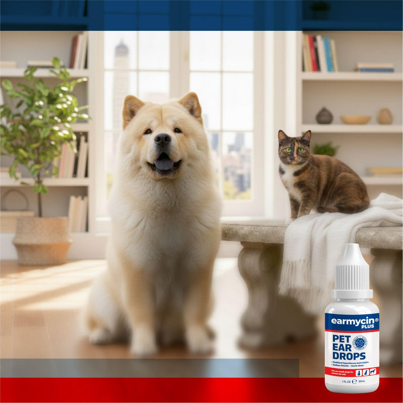 EARMYCIN Ear Infection Treatment Drops for Dogs and Cats,with 0.02% Hypochlorous Acid Soothing Dog Yeast Infection, Itchy Ear Relief-Treats Ear Infections for Dogs & Cats - 1 fl oz