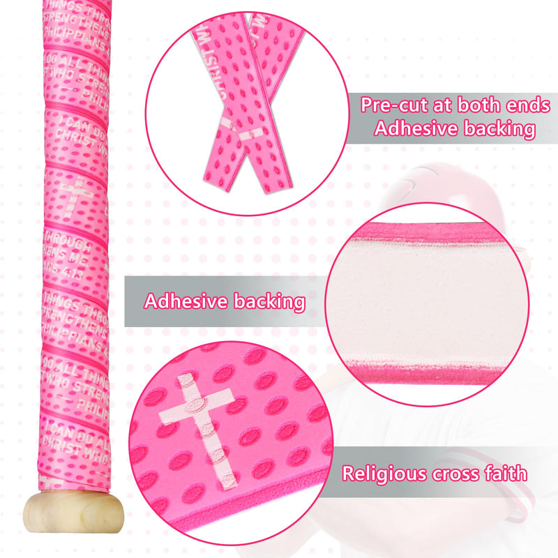 Eyourlife 2/4 Pack Baseball Bat Grip Bat Wraps for Baseball Lifestyle Softball Gifts Pro Feel Non-Slip Elite Batting Grip for Bats Players Pink PHILIPPIANS 4:13 - BeesActive Australia