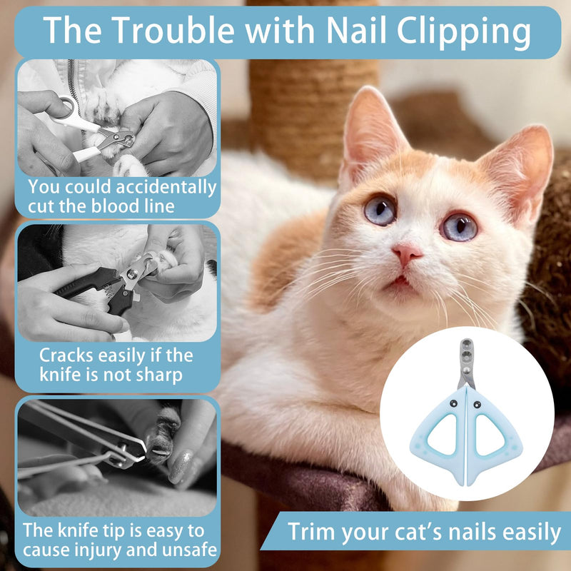 Cat Claw Scissors, Cat Nail Scissors, Cat Claw Cutter, Stainless Steel Double Round Hole 2 & 4 mm Professional Cat Claw Cutter, Cat Nail Scissors, Cat Nail Clipper for Small Animals Puppy Cat (Blue) - BeesActive Australia