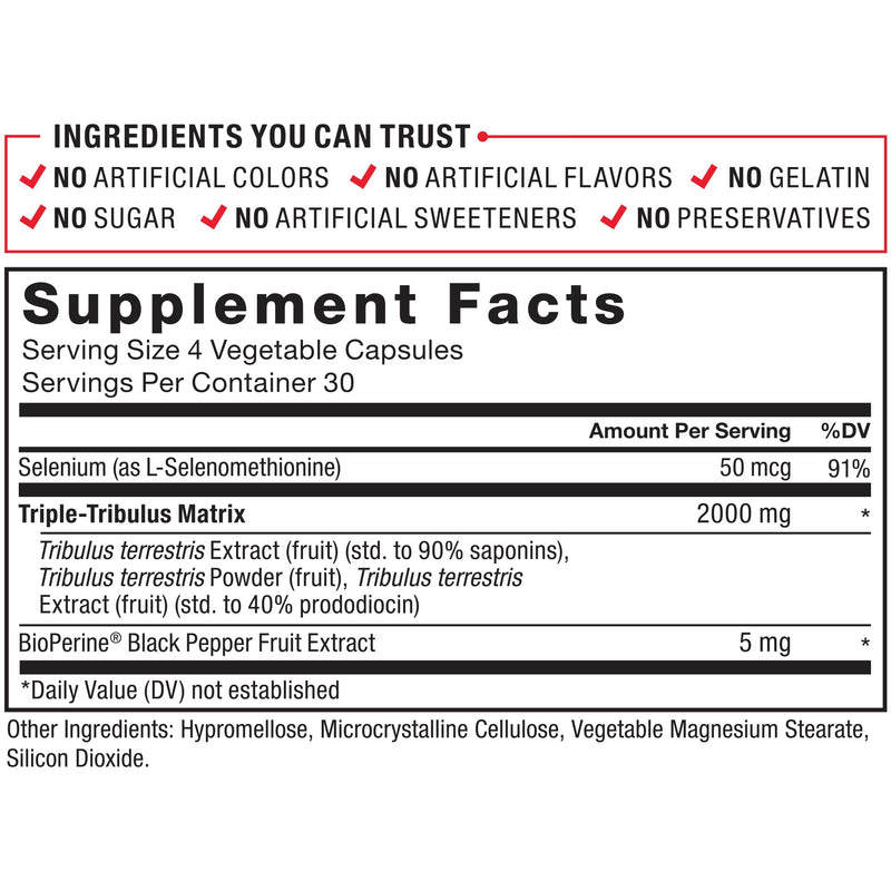 FORCE FACTOR Tribulus Terrestris Max for Men 2-Pack, Testosterone Booster, Male Vitality Supplement, Made with Key Natural Ingredients Superior Absorption, 2000mg, 240 Capsules, Red Unflavored 120 Count (Pack of 2) - BeesActive Australia
