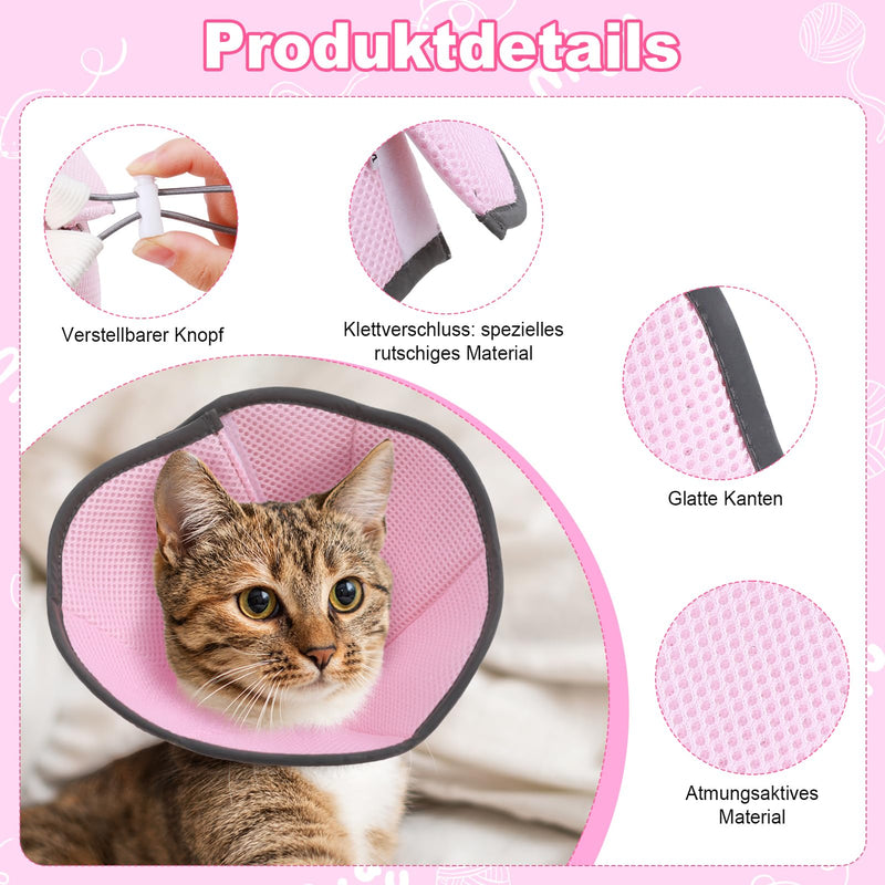 Lvefyti Cat Neck Collar, Foldable Protective Cat Collar, Adjustable Soft Cat Collar Cone, Recovery Collar for Cats Small Dogs After Surgery and Injuries (Pink M) Pink - BeesActive Australia