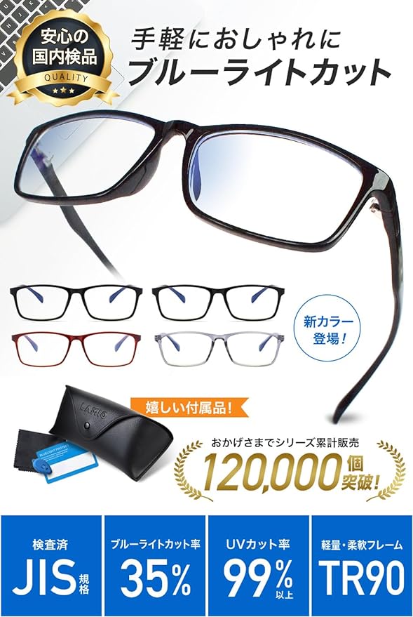 LAMIO Blue Light Cut Glasses, PC Glasses, No Prescription, Lightweight, UV Protection, Wellington, Black -  Australia