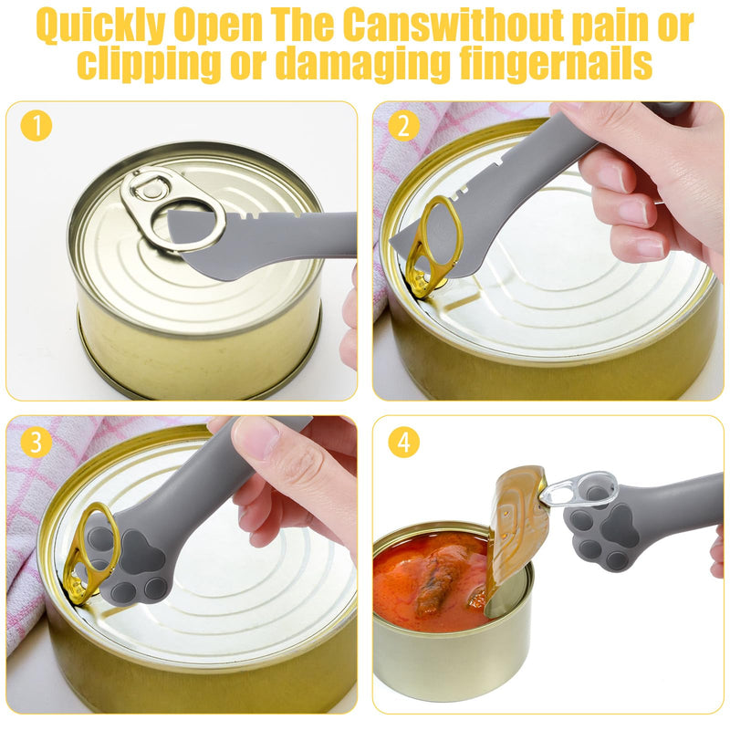 2 Pcs Dog Cat Food Spoon Cute Paw Cat Food Spoon Cat Wet Food Spoon Silicone Pet Food Can Opener Spatula Scoop Mixing Spoons Mini Spatula for Pet Canned Food Small Feeding Jars Spatulas (Gray, White) - BeesActive Australia