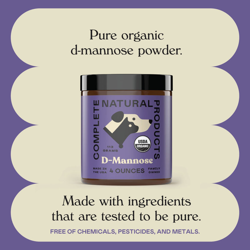 CNP Organic D'Mannose Powder for Pets 4oz - Powder D Mannose Support for Dogs Cats, Pure D-mannose Blend, Easy Mix Urinary Wellness Aid, Non GMO Made USA Animal Supplement Health Care Use Formula