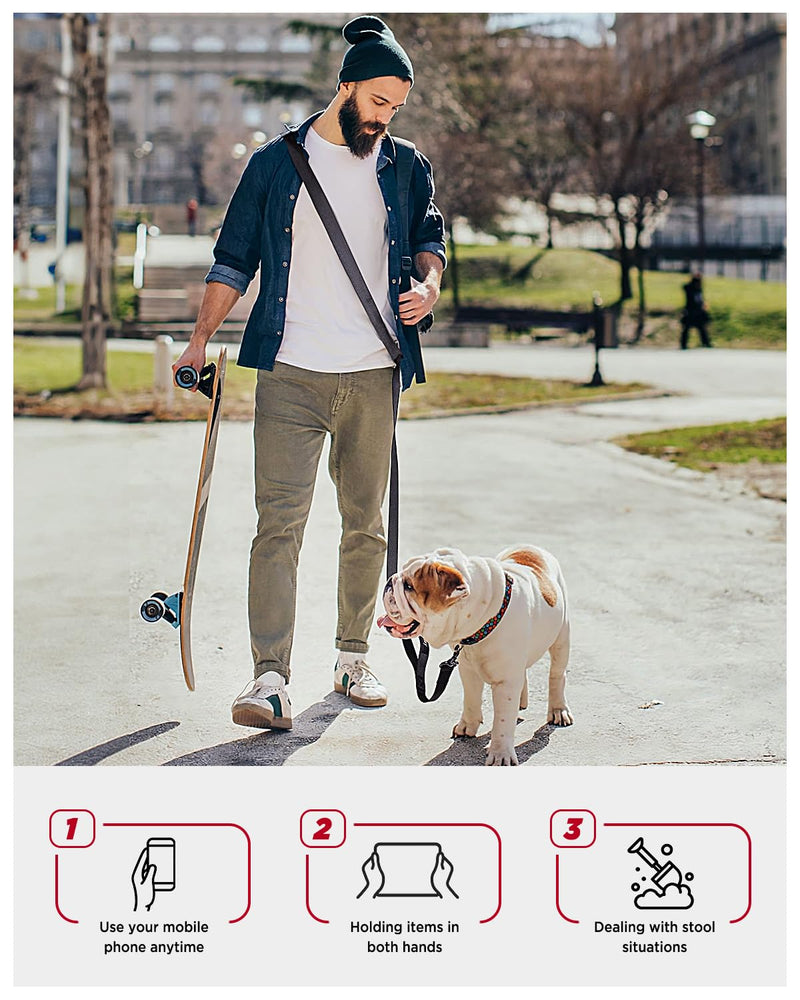 Hands Free Dog Leash, 8.2ft Multifunctional Crossbody Rope with Explosion-Proof Handle and Adjustable Training Hands Free Leash for Medium Dog Matte Black - BeesActive Australia