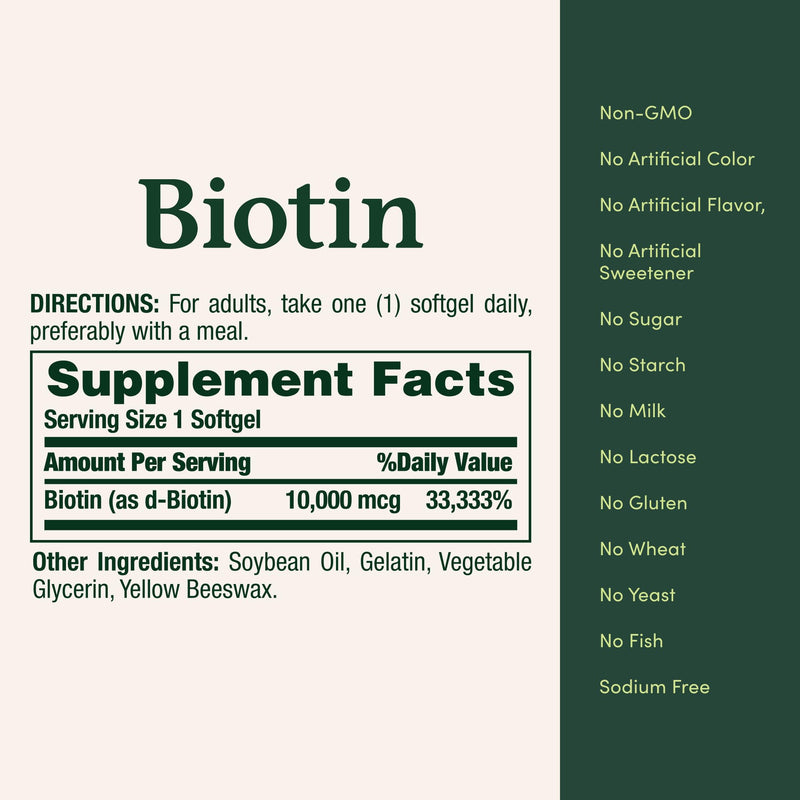 Nature's Bounty Biotin Hair Skin and Nails Vitamins,Supports Healthy Hair,Skin and Nails,10,000 mcg,120 Count (Pack of 6) 120 Count (Pack of 6)