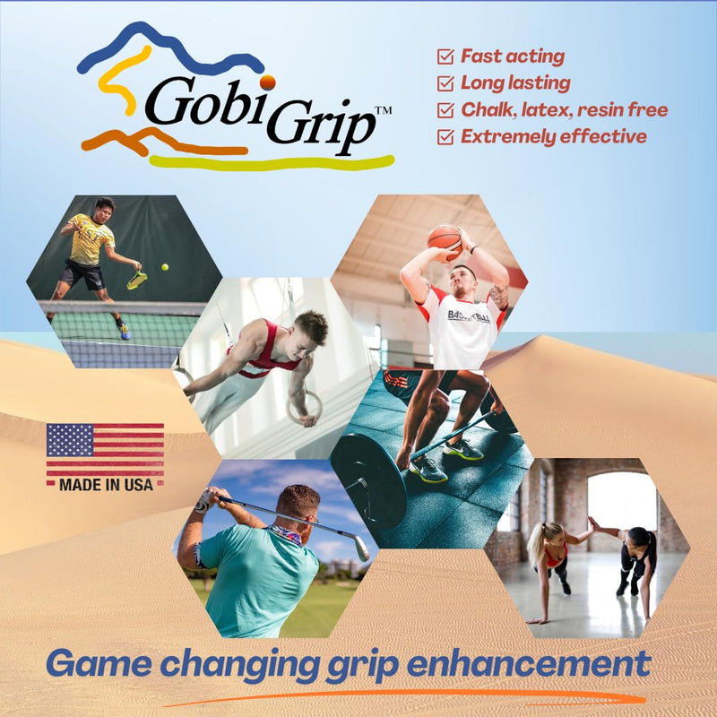 Polymer Grip Enhancer Bottle in Mylar Pouch, 30+ Uses, Keeps Hands Dry, Shields Against Blisters, Pickleball, Tennis, Golf, Gym, Weightlifting, Climbing, Dance, No Chalk, No Mess, Made in USA