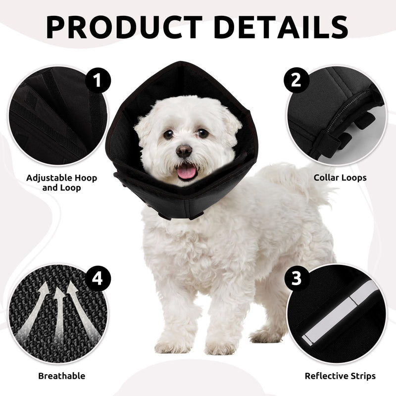 PUZAUKAL Neck brace dog leak protection, soft protective collar dog, breathable dog collar, adjustable Velcro fastener, dog collar after surgery, prevents licking of wounds, black (L) L - BeesActive Australia