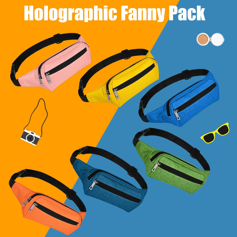 9 Pieces Neon Fanny Pack Bulk 80s 90s Sport Lightweight Belt Bag Adjustable Exercise Running Waist Bag with Adjustable Belt and 2 Zippers for Travel Women Men Running Sports Phone Vivid Style