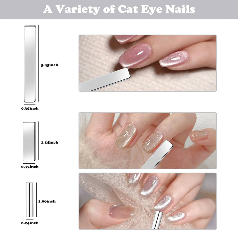 10Pcs Cat Eye Nail Magnet Set Cat Eye Magnet for Nails, Nail Magnets for Nail Art Cat Eye Nails 3D Strong Pen, Magnet Rod, Manicure Tool, Double Head Nail Magnet Rod for Making Cat Eye Nails - BeesActive Australia