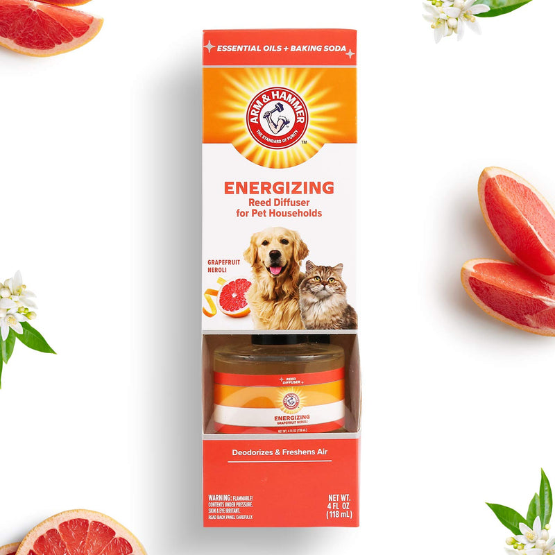 Arm & Hammer for Pets Air Care Energizing Reed Diffuser for Pets | 4 FL Oz Grapefruit Neroli Reed Diffuser to Eliminate Pet Odors | Reed Diffuser for Easy and Effective Pet Odor Elimination - BeesActive Australia