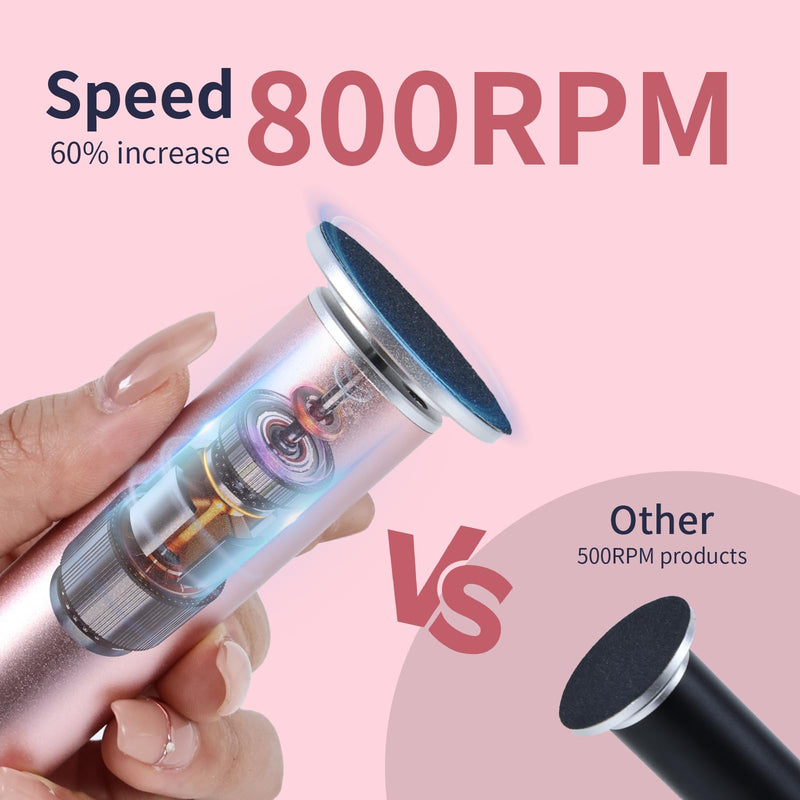 4.8IN Longer Electric Foot Callus Remover with 80pcs Sandpaper Discs, Professional Aluminum Callus Remover for Feet, Stepless Speed Control Pedicure Tools for Dead Skin (Pink) Pink - BeesActive Australia