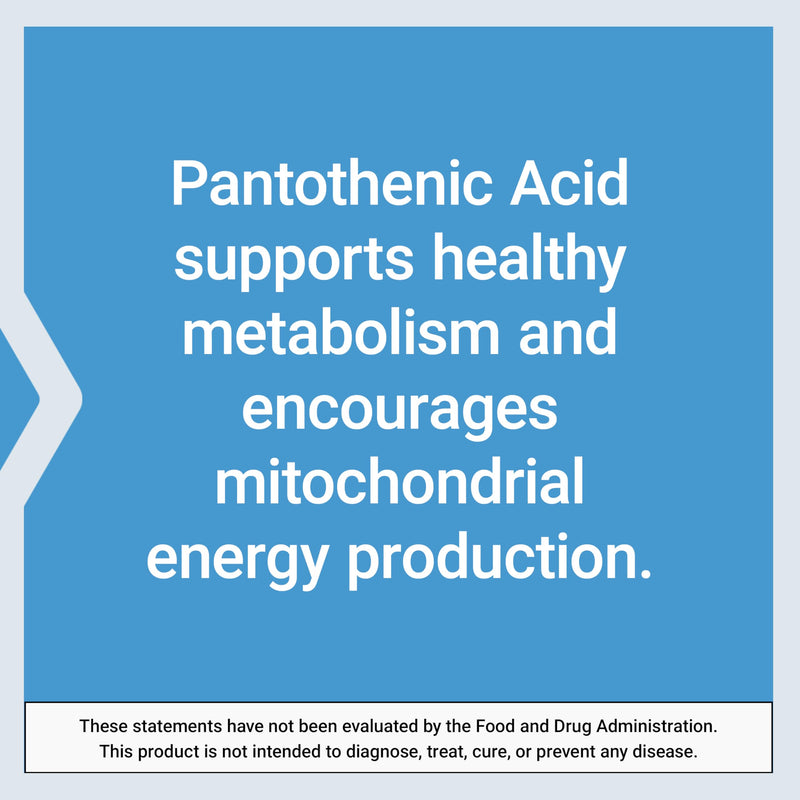 Life Extension Pantothenic Acid, 500 mg, Vitamin B5, Calcium, Support Healthy Metabolism, Mitochondrial Energy Production, Gluten-Free, Non-GMO, Vegetarian, 100 Capsules