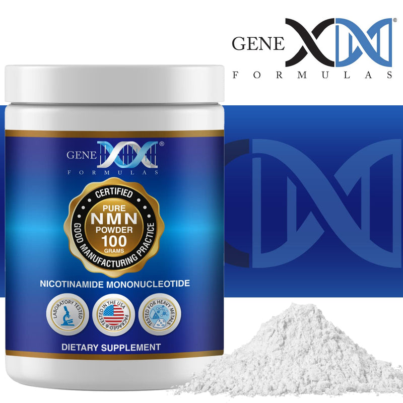 Genex Formulas Pure NMN Powder 1 Gram Dose 99.9% Pure NMN, 100 Grams | Instant Dissolve, Shelf Stable, Non-Synthetic, PVP Free, Ultra-Low Density, Made in a US-Based, GMP, NSF Certified Facility 1 Pack 100 g