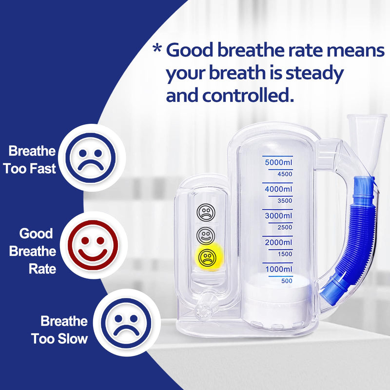 Breathing Exercise Device for Lungs, Deep Breathing Trainer for Adults - 5000ml Volume Measurement with Flow Rate Indicator - BeesActive Australia