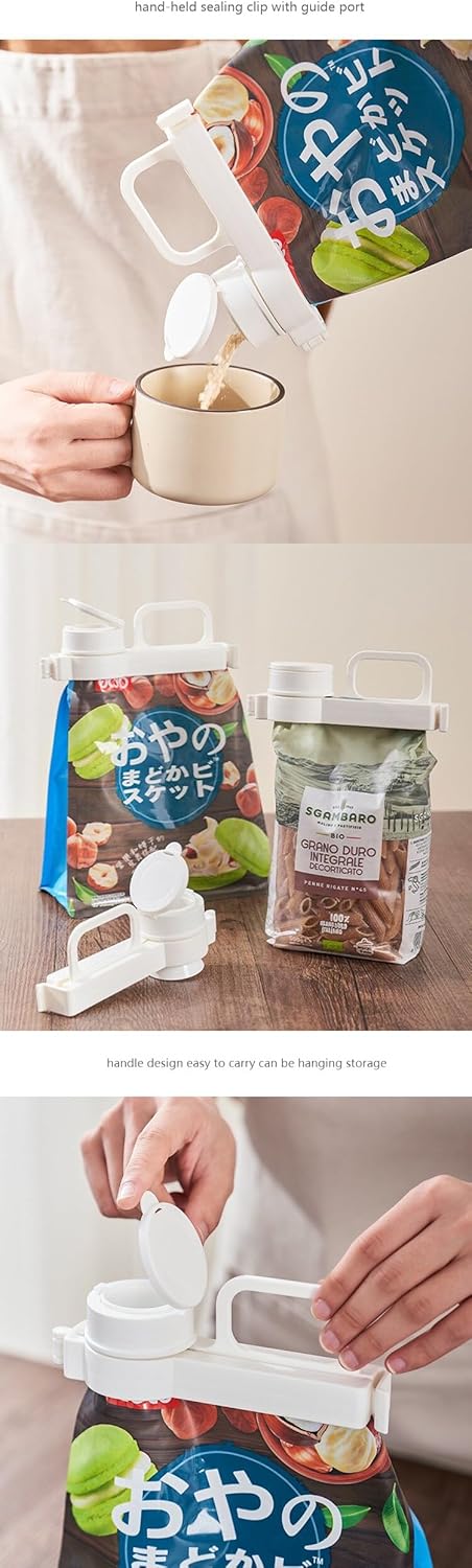 Bag Clips With Pour Spout,2 Pack Bag Clip With Pour Spout，Bag Clips With Pour Spout/Handle For Small Particle Food、Liquid、Dog/Cat Food Storage Organizer - BeesActive Australia