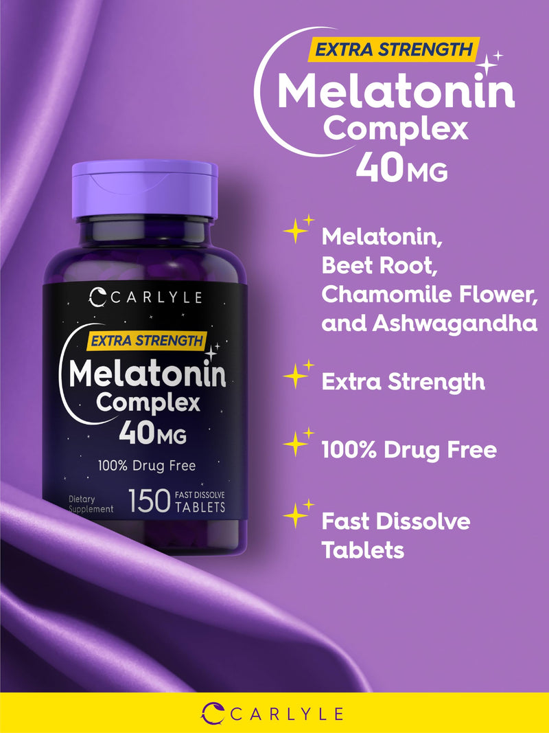 Carlyle Melatonin 40mg Complex | 150 Fast Dissolve Tablets 150 Count (Pack of 1)