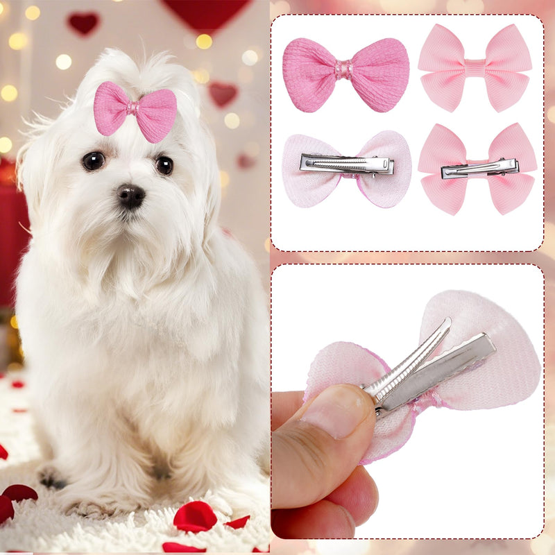 choyaxo 20pcs Dog Bows Dog Bow with Rubber Bands Puppy Hair Bows Mix Style Flower Bow for Dog Cat pink - BeesActive Australia