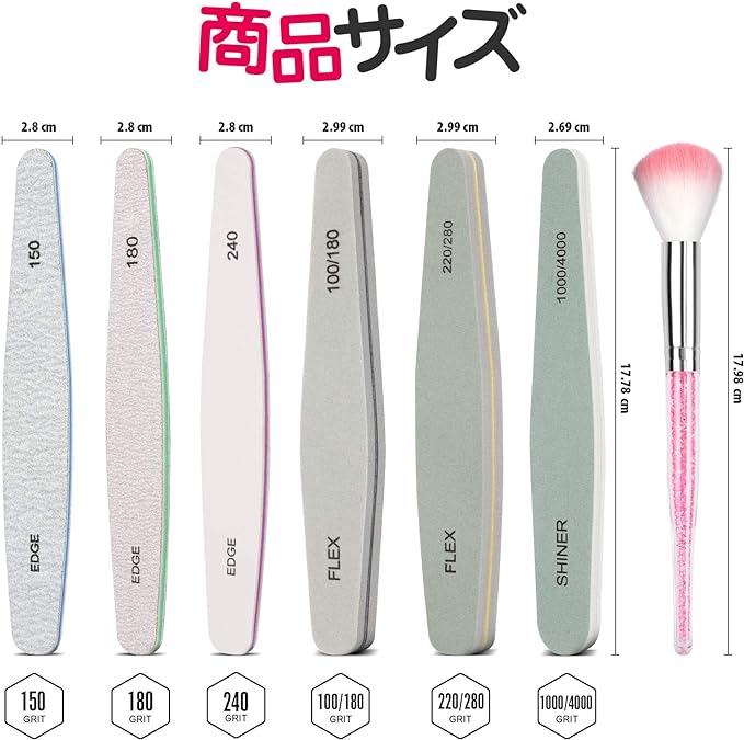 Teenitor Nail File Nail File Nail Polish Gel Nail Emery Board Nail Dust Brush Pro Nail Buffer Set of 6 150 180 240 100/180 200/280 1000/4000 Grit - BeesActive Australia