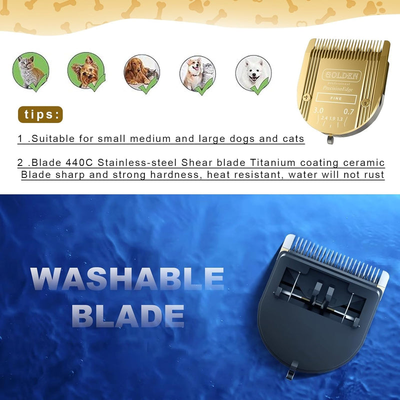 Adjustable 5 in 1 Blades Dog Grooming Blades Compatible with Wahl Animal Clipper Arco, Bravura, Chromado, Creativa, Figura, and Motion Pet, Dog, and Horse Gold/3pcs - BeesActive Australia