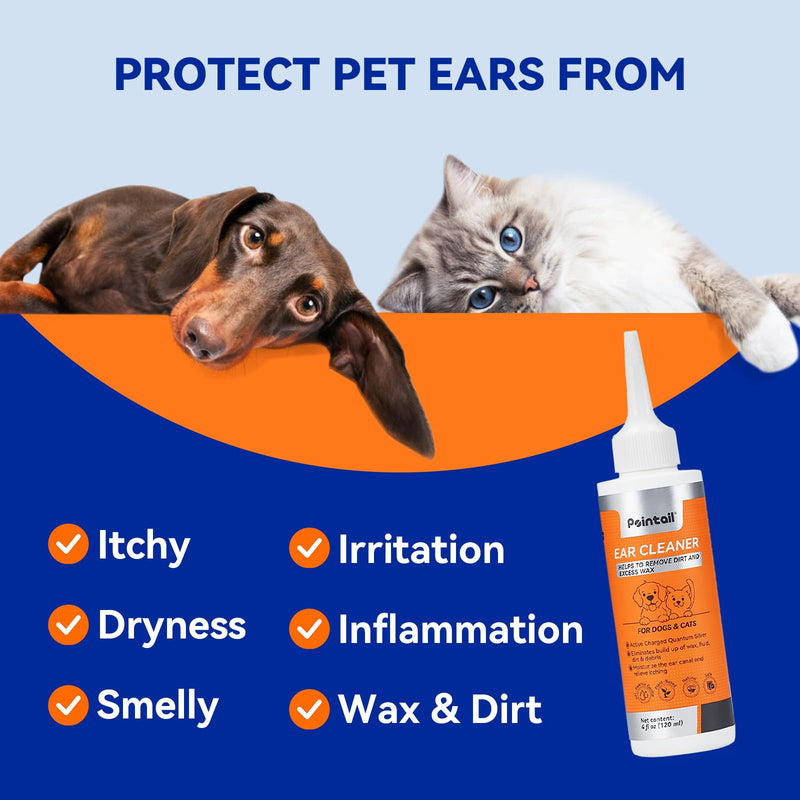 Dog Ear Drops for Dog Ear Infection Treatment, Dog Ear Cleaner with Quantum Silver for Itchy Allergic Ear Relief Solution, Cleans The Debris & Buildup, Prevents Dog Ear Infection, 4oz - BeesActive Australia