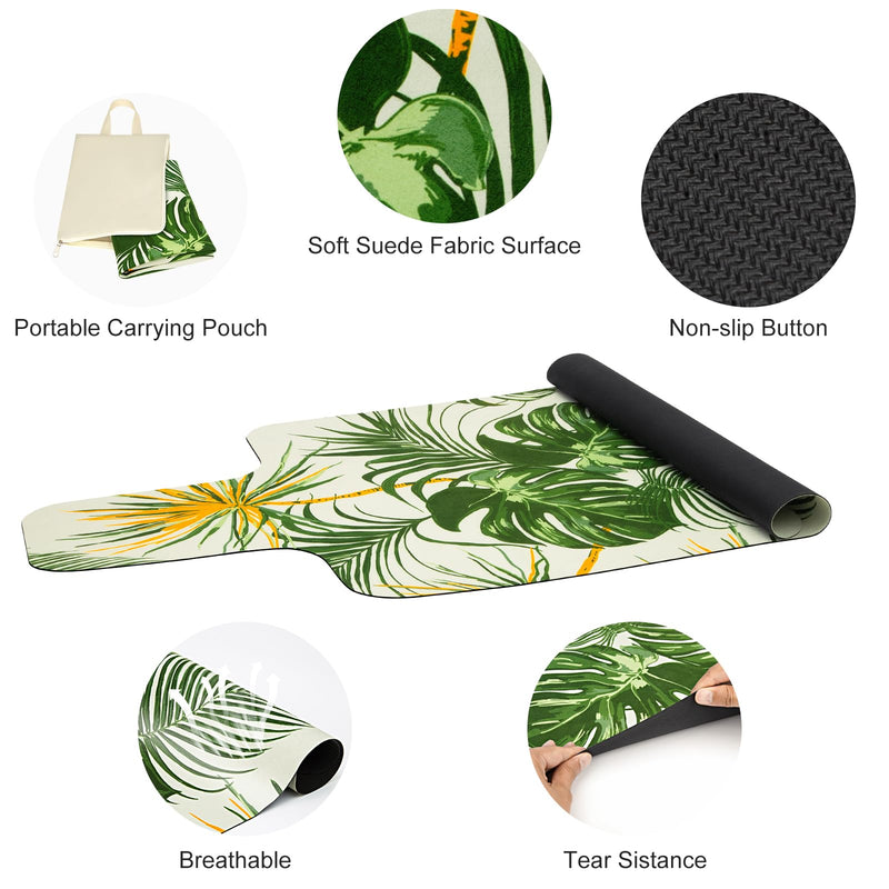 Pilates Reformer Mat Cover Non-slip for Pilates Reformer Workout 1mm/0.04" Thick with Carry Pouch, Green Leaf