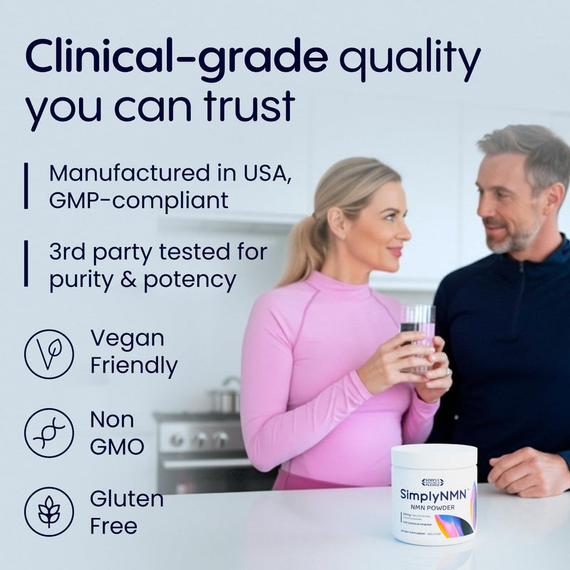 Simply Nature's Pledge Simply NMN Powder – 108g Fast Dissolve Nicotinamide Mononucleotide – 500mg Pure NMN NAD+ Booster – USA Manufactured & Third-Party Tested - The Renued Science of Longevity 3.81 Ounce (Pack of 1)