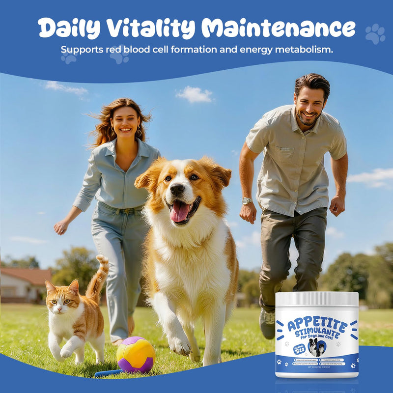 Appetite Stimulant Powder for Dogs & Cats, Vitamin B12 Supplement with Methylcobalamin, Supports Appetite, Energy & Daily Vitality, Dietary Supplement for Pets