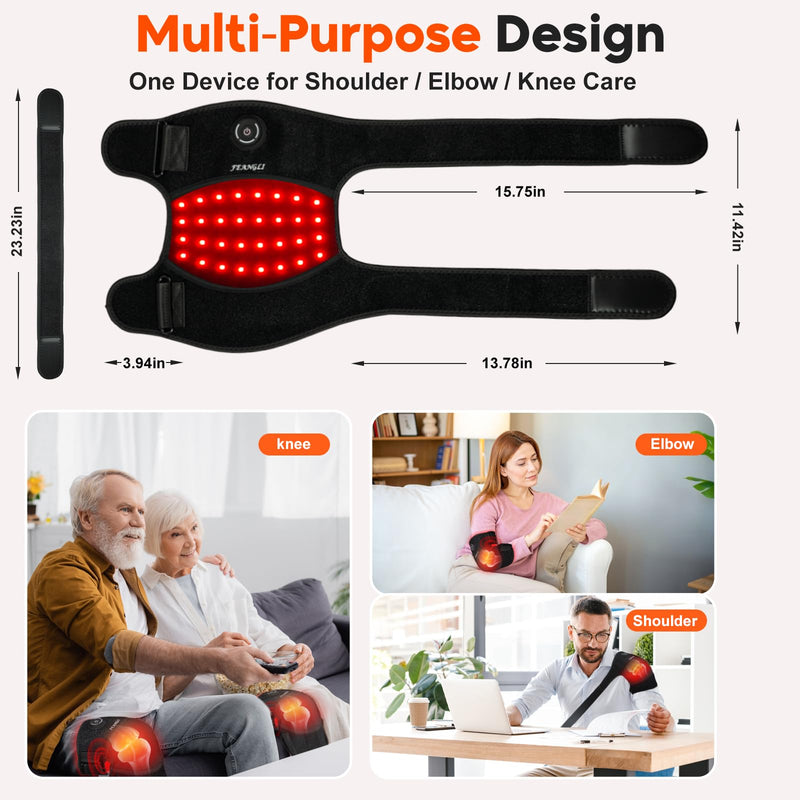 Red Light Therapy for Knee Brace Heated Knee Wrap for Pain Relief, Cordless Infrared Light Therapy for Body/Joint/Shoulder, Heating Pad for Knee, Gifts for Women Men - BeesActive Australia
