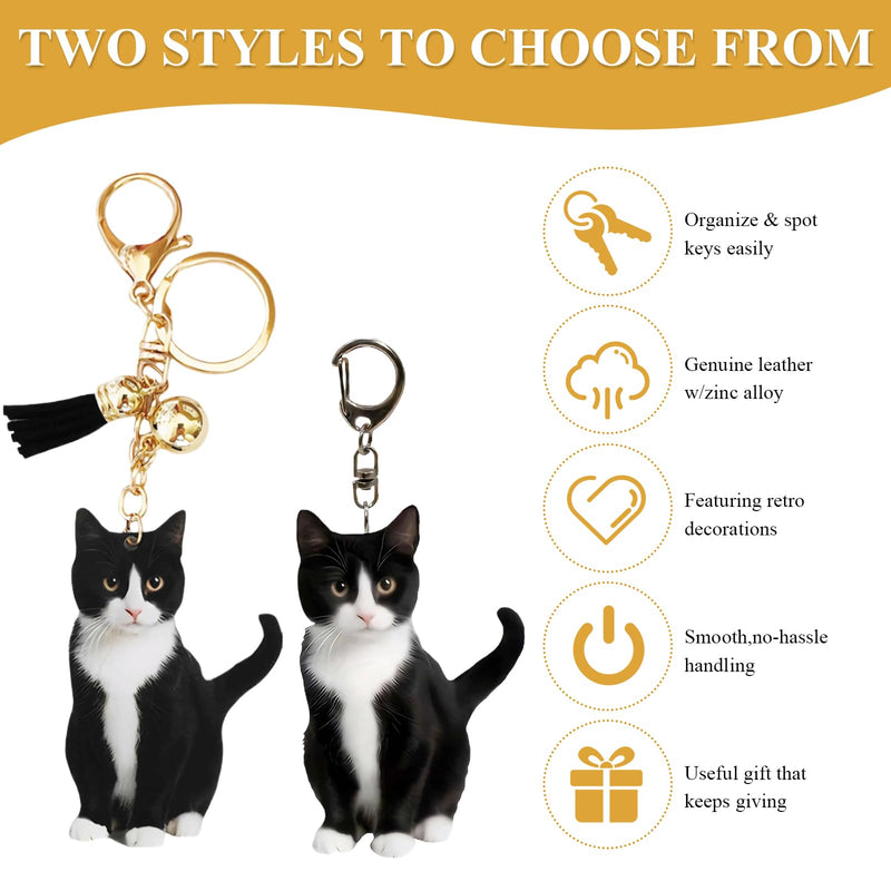 Niedlicher Smoking-Katzen-Schlüsselanhänger 2 PCS,Tier-Kätzchen-Schlüsselanhänger Taschenanhänger Zubehör für Rucksack Oder Autoschlüssel,Cute Katze Schlüsselanhänger Ideal für Katzenliebhaber - BeesActive Australia