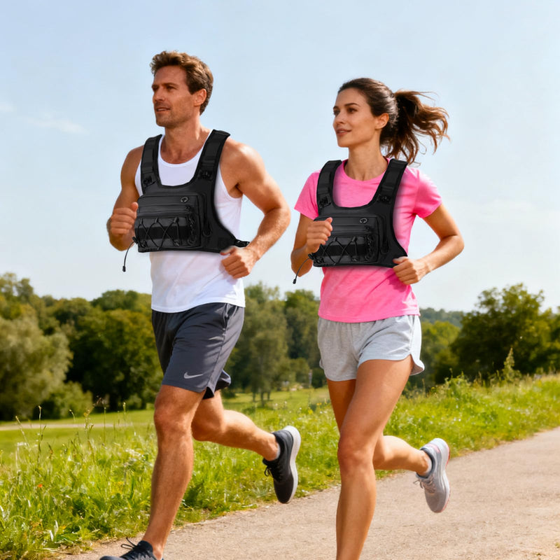 Running Vest 2L Water Bladder for Men & Women, Lightweight Breathable Reflective Design, Adjustable Shoulder Straps with Phone Pocket, Ideal for Cycling & Mountain Sports Black F - BeesActive Australia