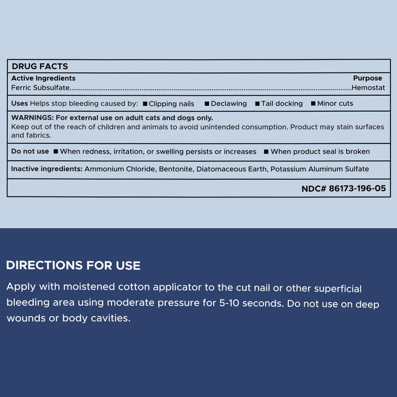 Chew + Heal Labs Styptic Powder for Dogs, Cats, and Other Animals - .5 oz - Quick Stop Bleeding Powder for Clipping Nails, and Other Minor Cuts - Blood Stop Powder - BeesActive Australia