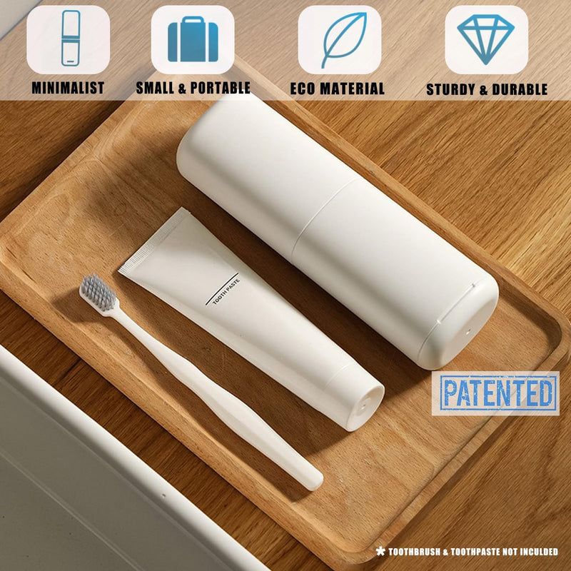 Toothbrush-Travel-Case-Minimalist, Small-Toothbrush-Holder-Easy-Cleaning, Comfortable-Portable-Toothbrush Travel-Container-for-Camping-School-Trip White - BeesActive Australia