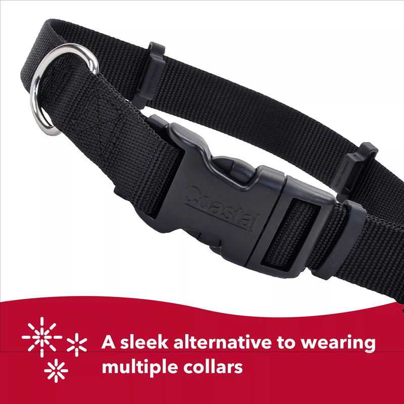 Coastal Pet SecureAway Collar Protector for Flea Collars - Adjustable pet Accessory - Protective Flea Collar for Dogs & Puppy - Black, 5/8" x 10-14"