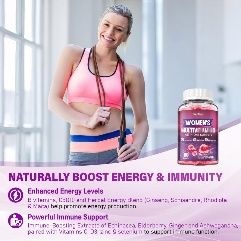 Methylated Multivitamin Gummy for Women | Multi Vitamin Gummies with A C D E, Methylated Folate, Biotin, B Complex, Iron, CoQ10, Inositol - Sugar Free 120 Count Peach 60 Count (Pack of 2)