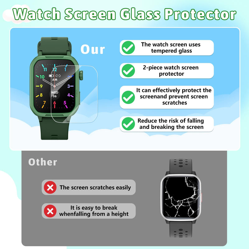 Kids Smart Watch for Boy Girl, Kids Watches with 19 Sport Modes, Heart Rate, Sleep Monitor, Pedometer, Alarm Clock, IP68 Waterproof Fitness Tracker, Gift for 6-16 Year Old Boys Girls Toys (Green) Green - BeesActive Australia