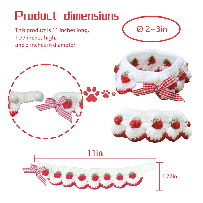 Cat Collar Breakaway Kitten Collar with Cute Bow Tie and Strawberry Pattern Comfortable for Kitty and Some Puppies (S) - BeesActive Australia