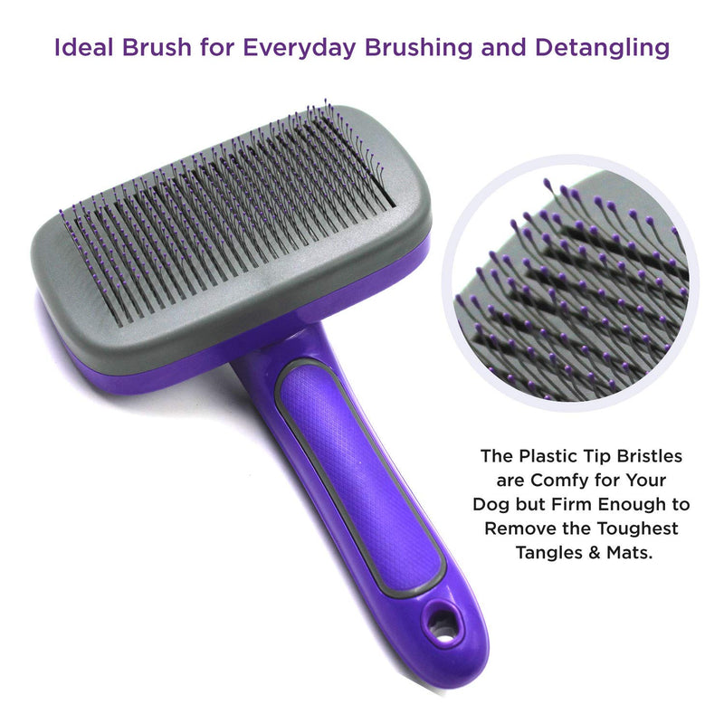Hertzko Self Cleaning Slicker Brush - Dog & Cat Brush, Dog Brush for Shedding, Cat & Dog Grooming for Pets, Grooming Brushes for Long Short Haired Dogs Cats, Deshedding Brush, Rake, Comb Small (Slide Button) - BeesActive Australia