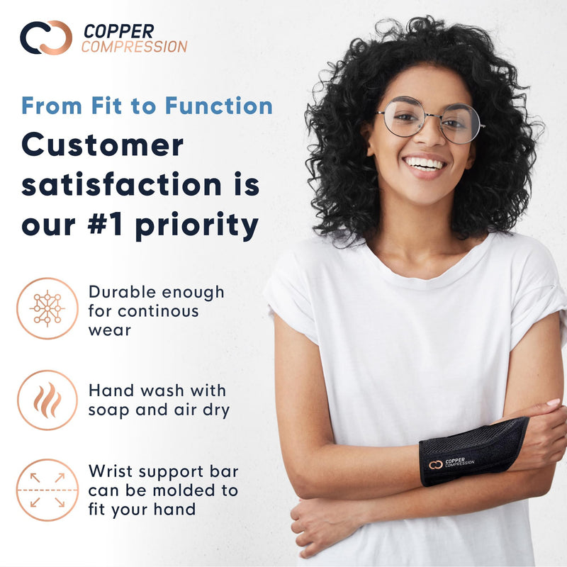 Copper Compression Advanced Wrist Brace - Copper Infused Adjustable Orthopedic Support Splint for Pain, Carpal Tunnel, Arthritis, Tennis Elbow, Tendinitis, RSI, Ganglion Cyst for Men Women Left L/XL Left Hand Large/X-Large (Pack of 1)