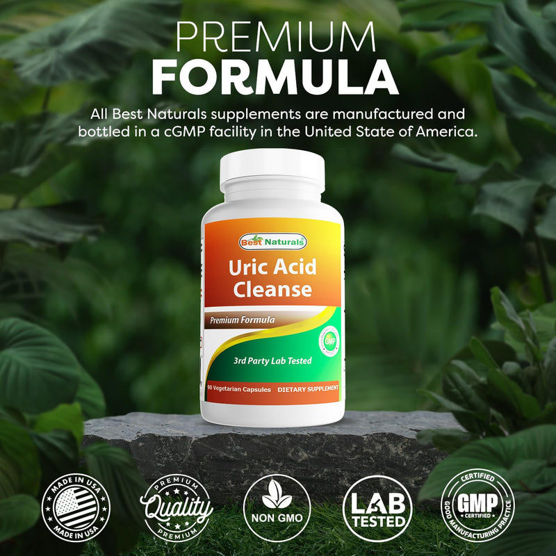 Best Naturals Uric Acid Cleanse Vitamins for Men and Women - 90 Veggie Capsules (90 Count (Pack of 1)) 90 Count (Pack of 1)