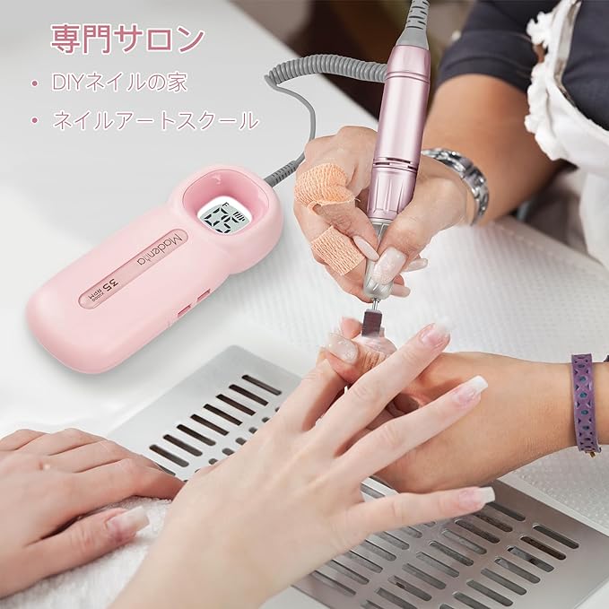 Madenia Electric Nail Machine Rechargeable Nail Machine Portable Transparent Display Professional Nail Care Acrylic Nail 35000RPM High Speed Rotation - BeesActive Australia