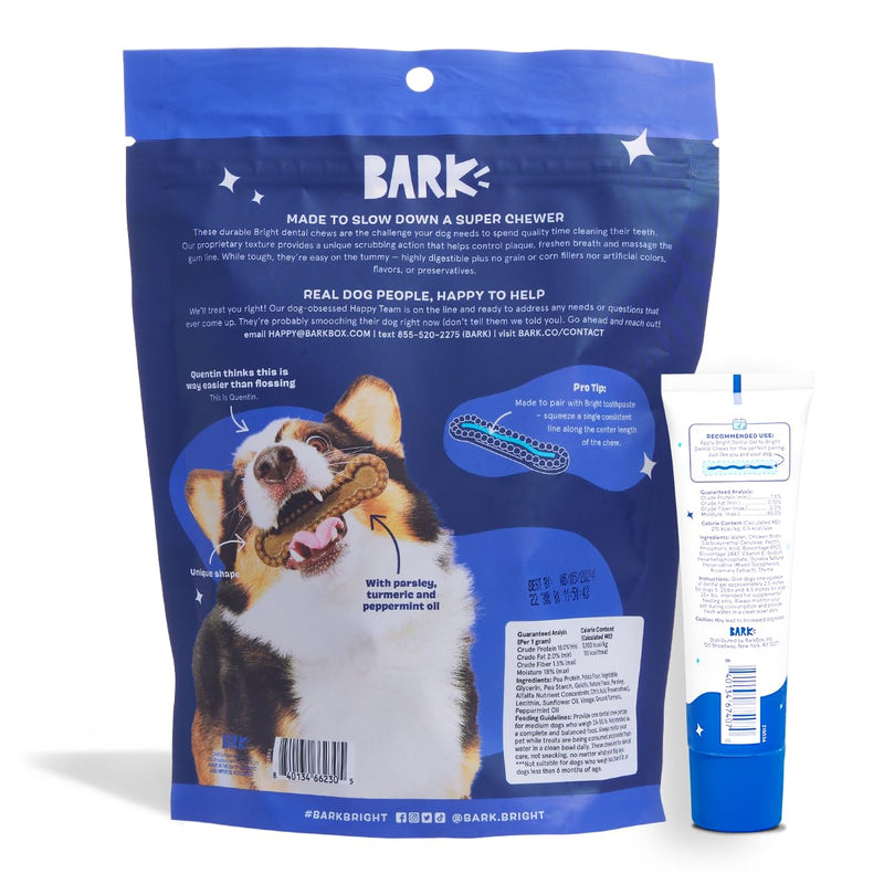 Bark Bright Durable Dog Dental Kit for Tough Chewers - 15 Chew Sticks & Toothpaste - Medium Breeds - PawsPlanet Australia
